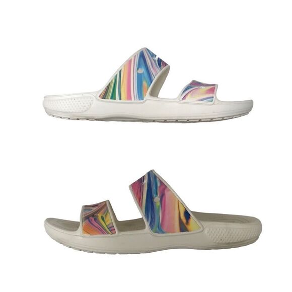 Crocs classic “out of this world” 2 strap multi swirl slide sandals 7/9 unisex - Picture 2 of 6